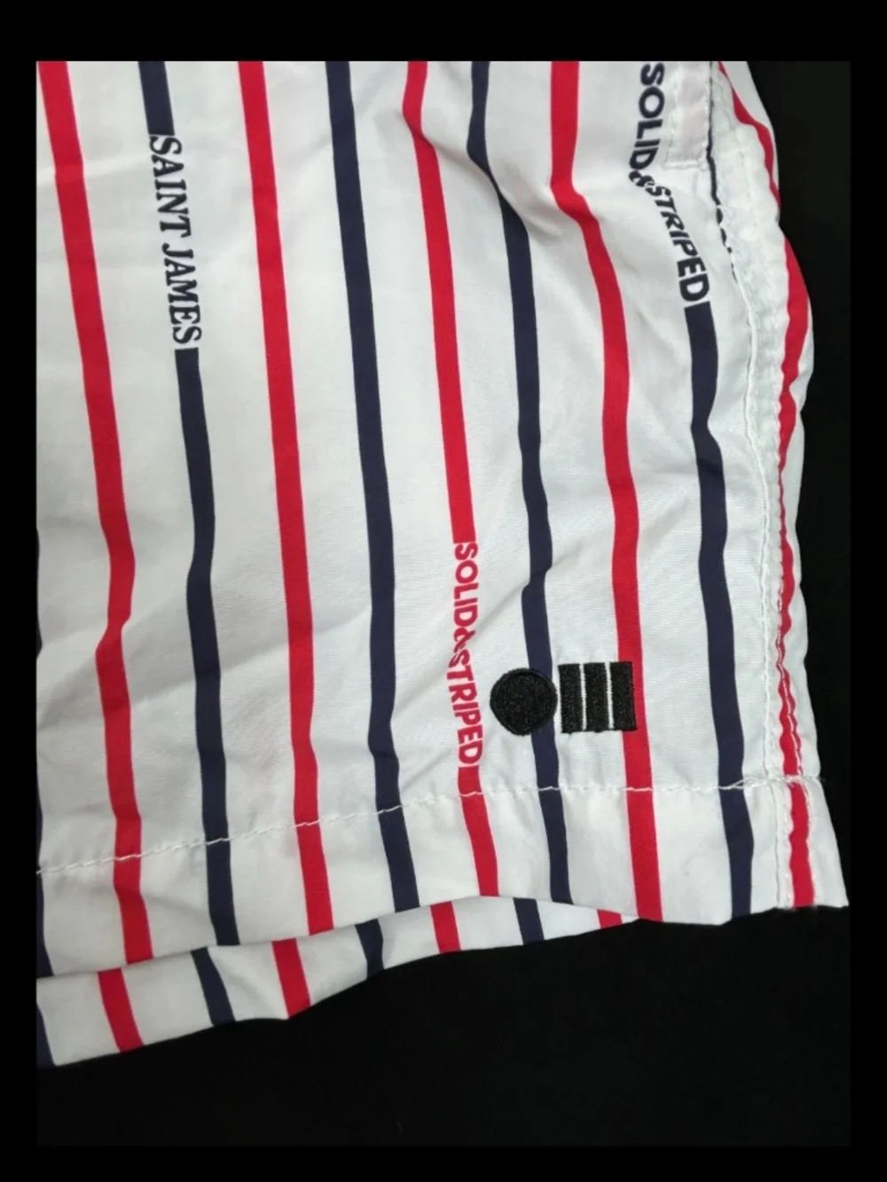 Saint James X Solid & Striped Swim Trunks Shorts Mens XL Red White Blue Lined